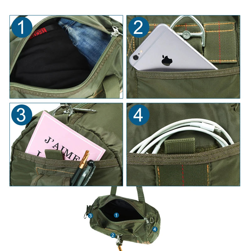LQARMY Tactical Parachute Duffle Bag 1000D Nylon Outdoor Travel Gear