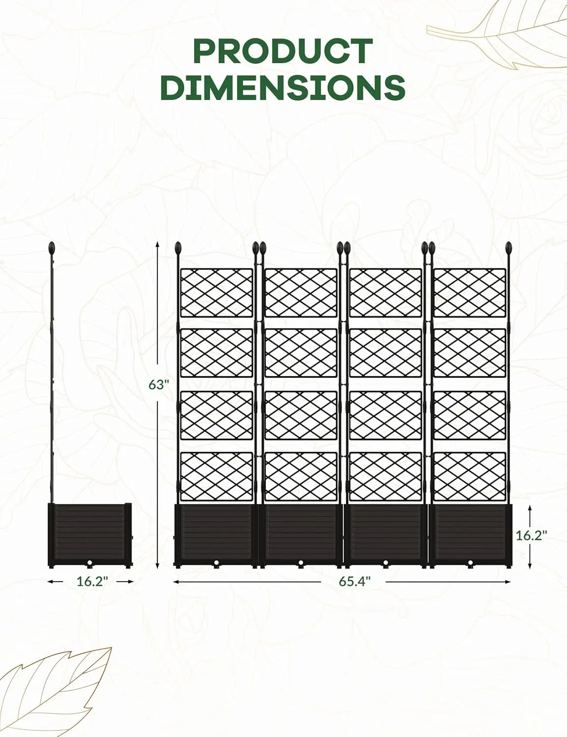 Twister Plastic Raised Planter Box With Trellis And Drainage