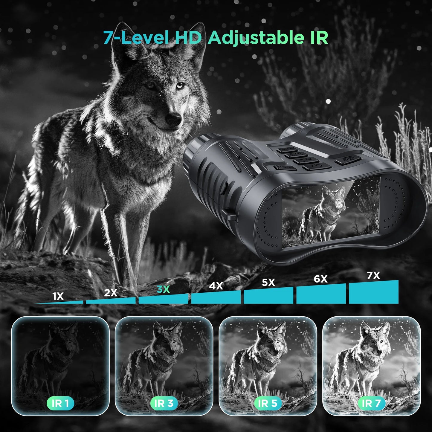 Letcmoi Rechargeable Night Vision Telescope 4K Infrared Binocular 8x Zoom