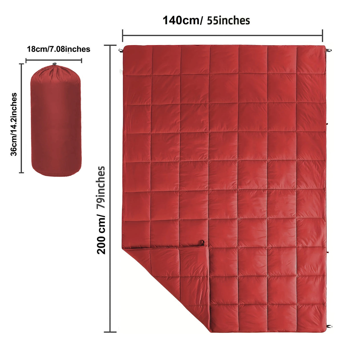 Outdoor Puffy Camping Blanket Lightweight Waterproof Down Alternative Quilt