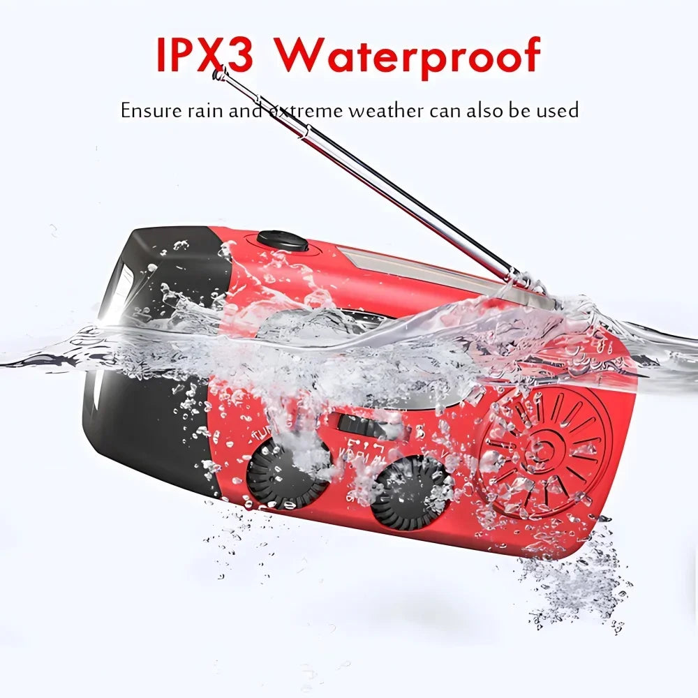 Portable Solar Hand Crank Emergency Radio 2000mAh Power Bank FM AM NOAA Weather Alert LED Flashlight Survival Kit Hurricane Supplies Emergency Preparedness for Home Blackout Severe Weather Camping Outdoor