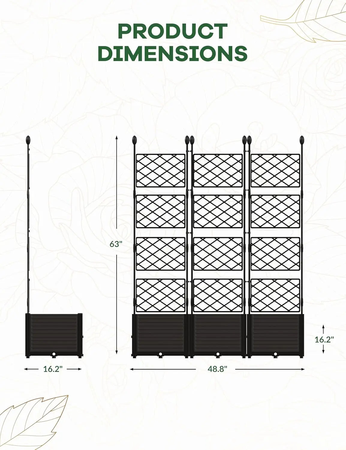 Twister Plastic Raised Planter Box With Trellis And Drainage