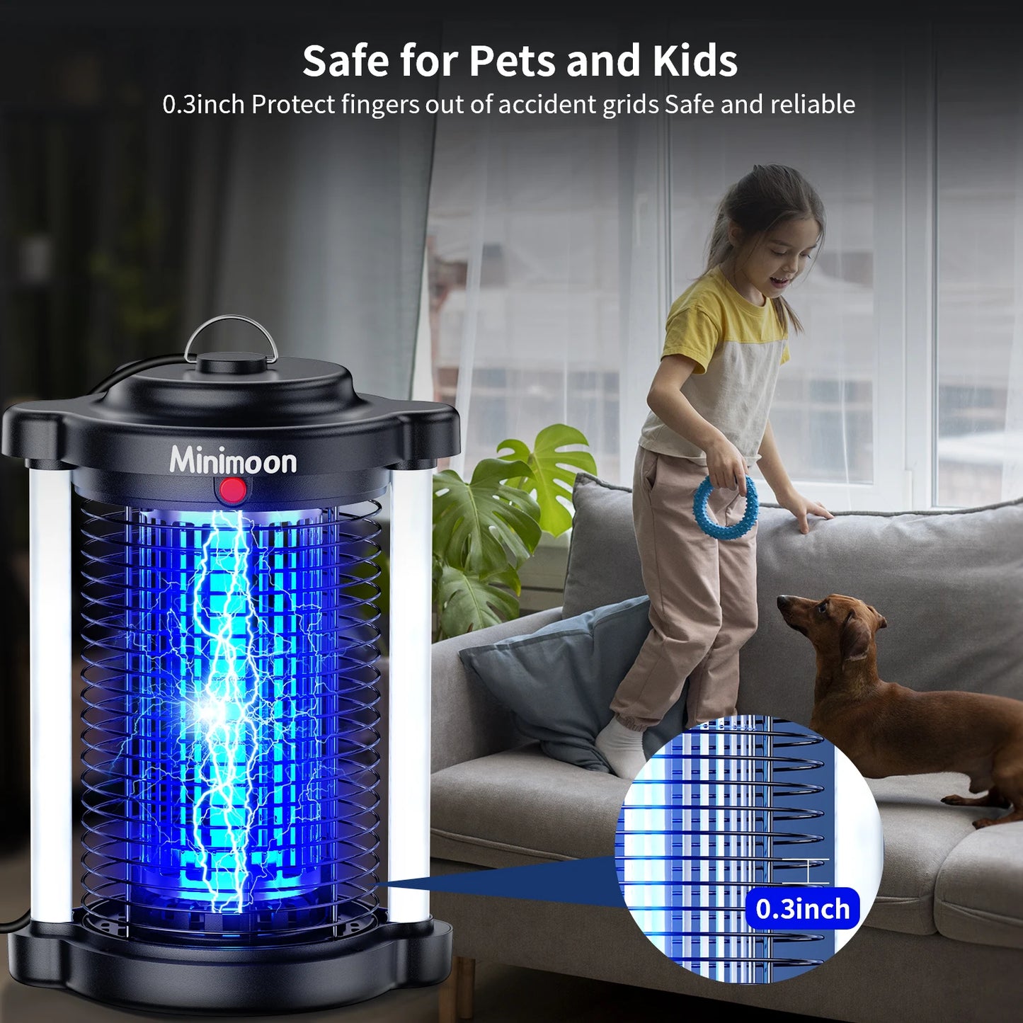 Outdoor Bug Zapper Mosquito Trap Dual LED Lights 4200V 15W