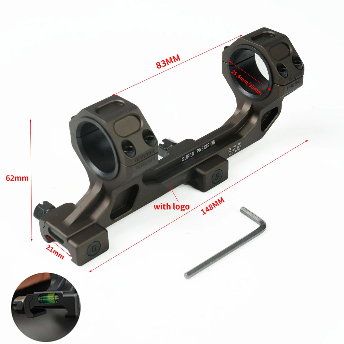 GEISSL Cantilever Scope Mount With Bubble Level For Picatinny Rail