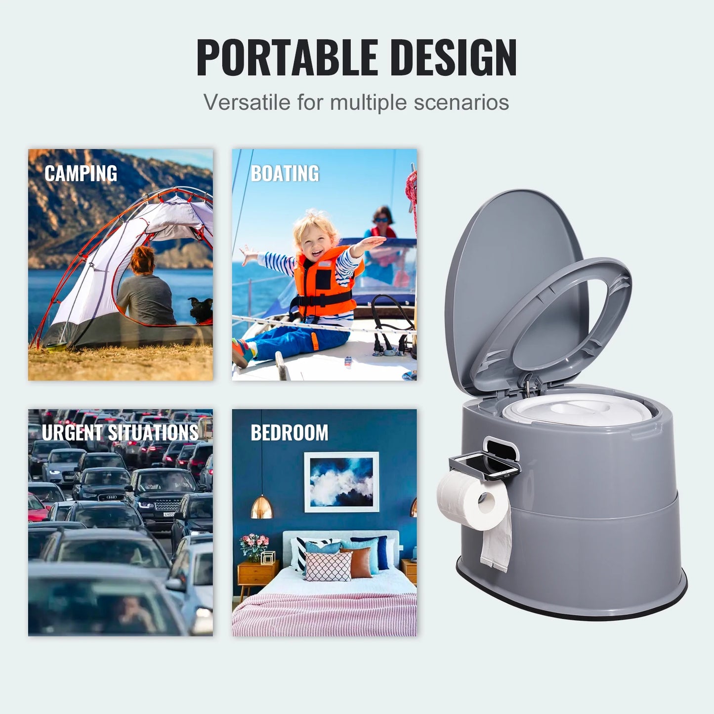 SucceBuy Portable Toilet For Camping Outdoor Travel With Detachable Bucket