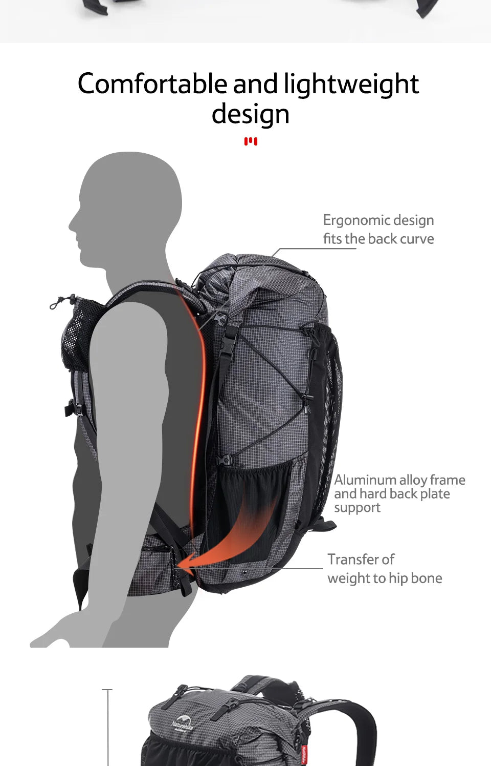 Naturehike Waterproof Mountain Backpack With Rain Cover For Hiking