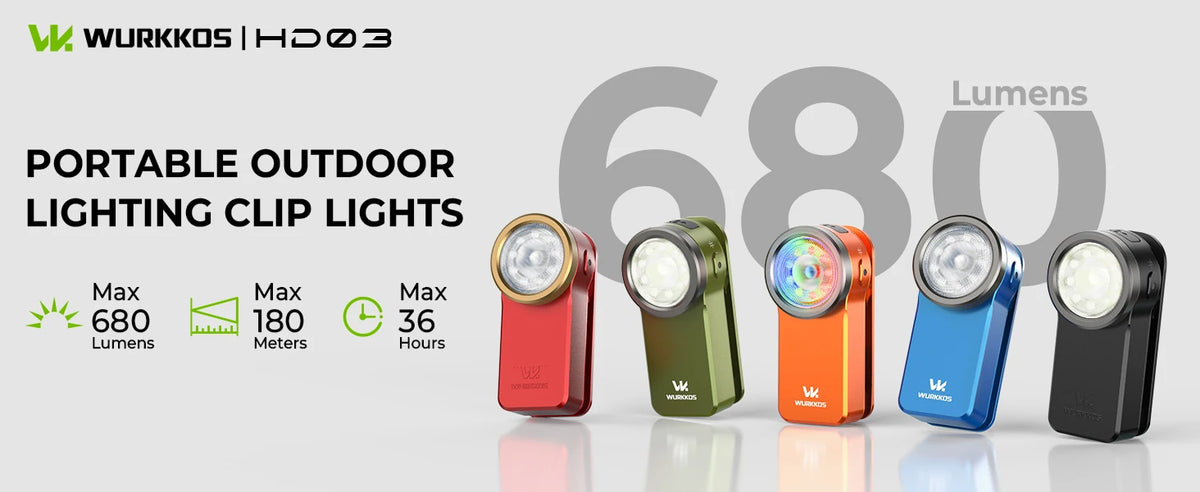 Wurkkos HD03 680LM Mini Clip Light USB Rechargeable Pocket Flashlight Spotlight/Floodlight Portable RGB Torch with Magnet