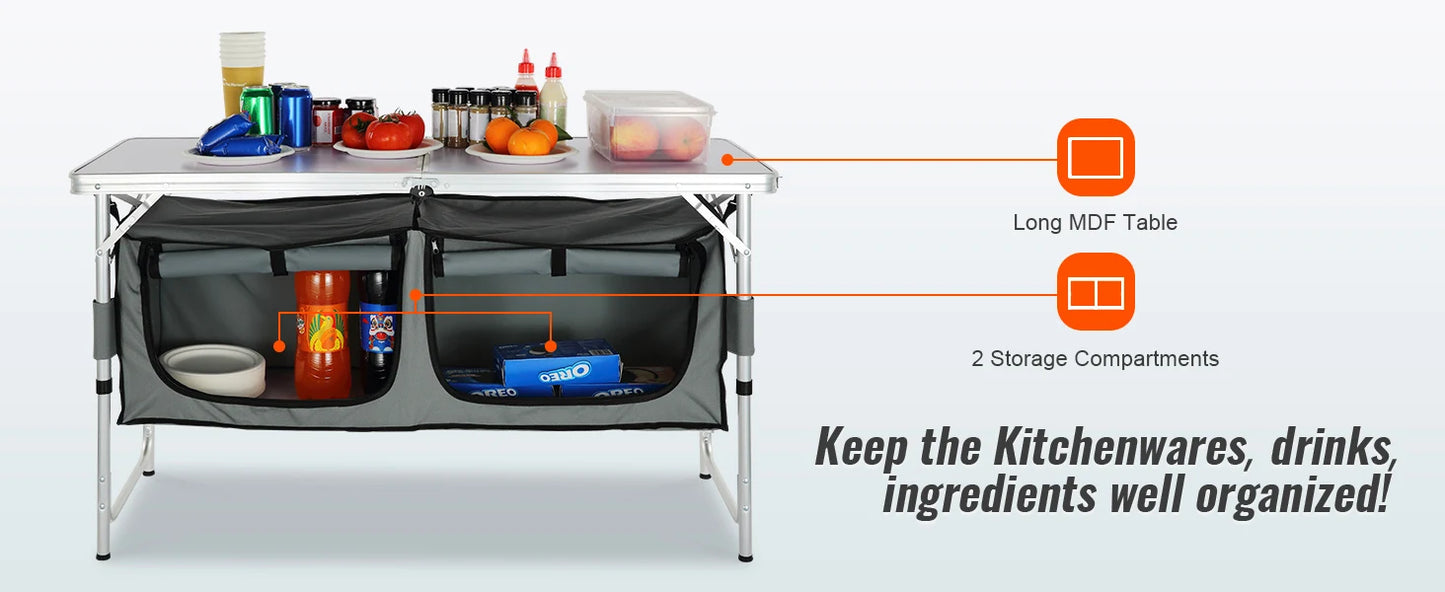 VEVOR Camping Kitchen Table Quick Setup Folding Outdoor Table