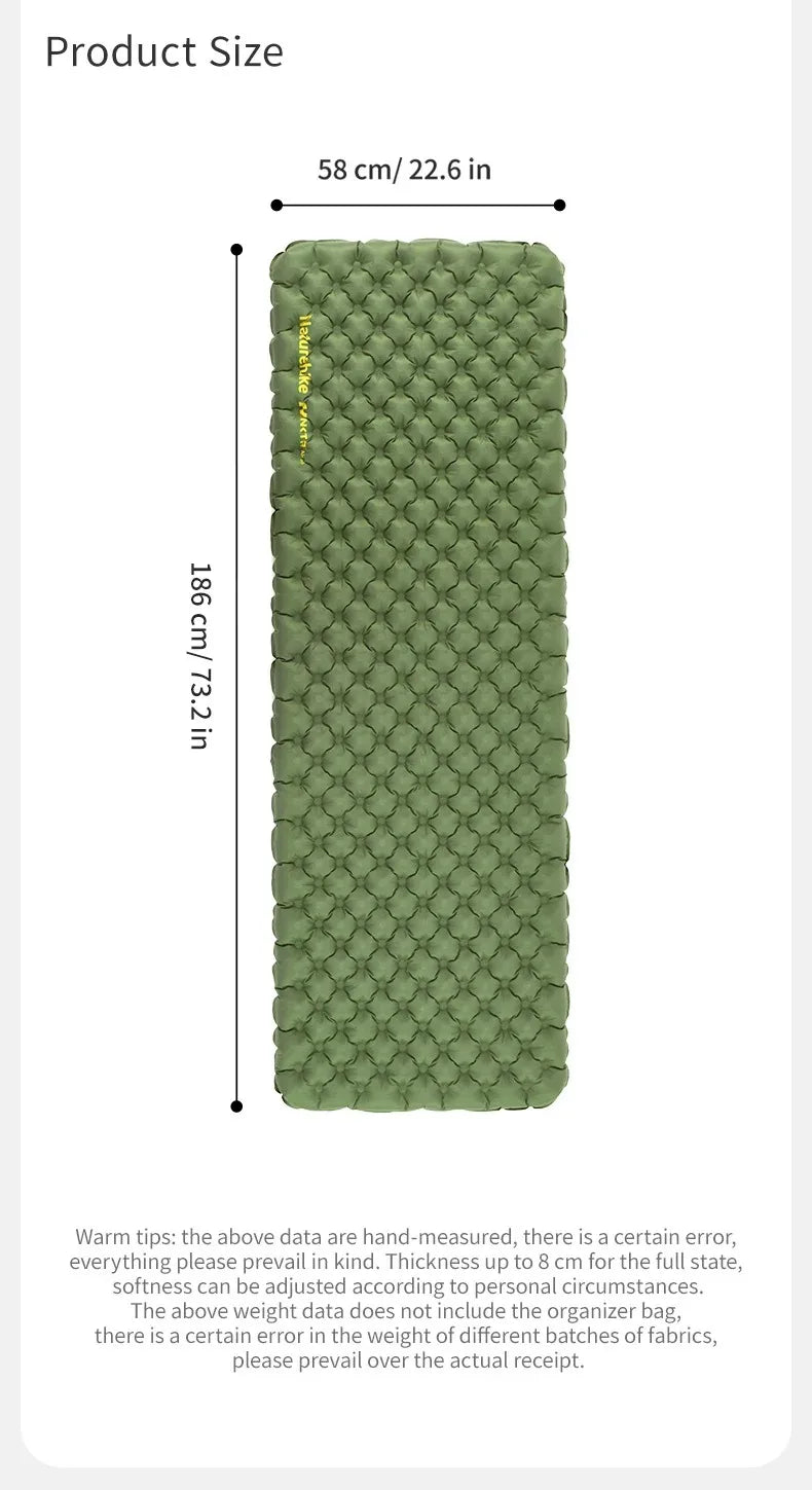 Naturehike Ultralight Sleeping Pad Insulated Inflatable Sleeping Pad R4.6 Inflatable Air Mat 4 Seasons Outdoor Camping Air Mattress