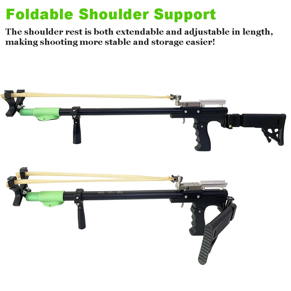 Metal Trigger Slingshot With Folding Shoulder Support For Hunting