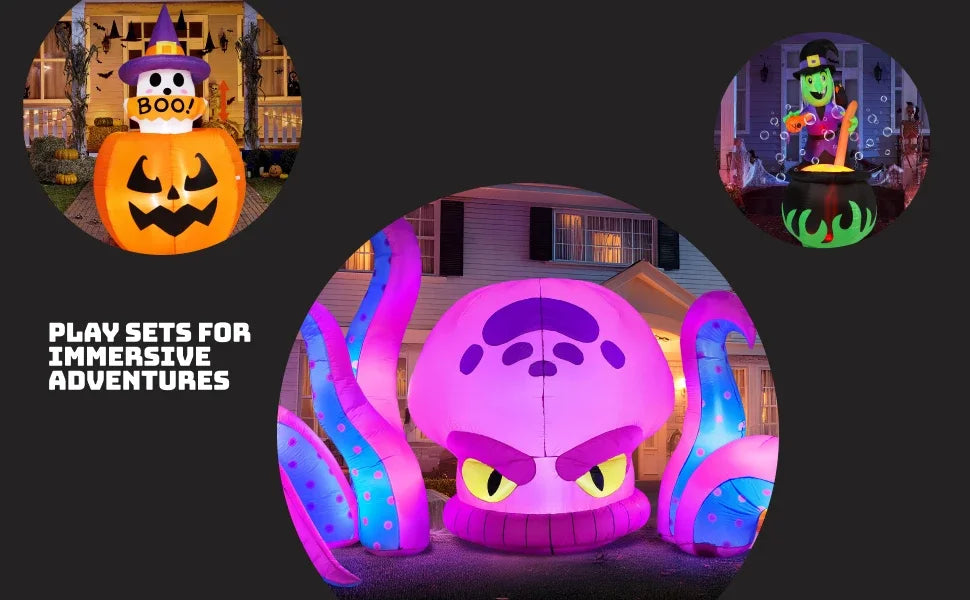 Joyfy Crawling Cat Halloween Inflatable With Moving Head