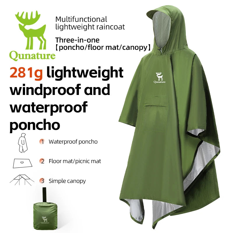 Qunature Multifunctional Waterproof Raincoat For Hiking Outdoor Fishing Camping
