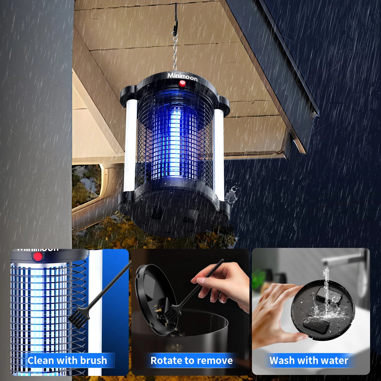 Outdoor Bug Zapper Mosquito Trap Dual LED Lights 4200V 15W