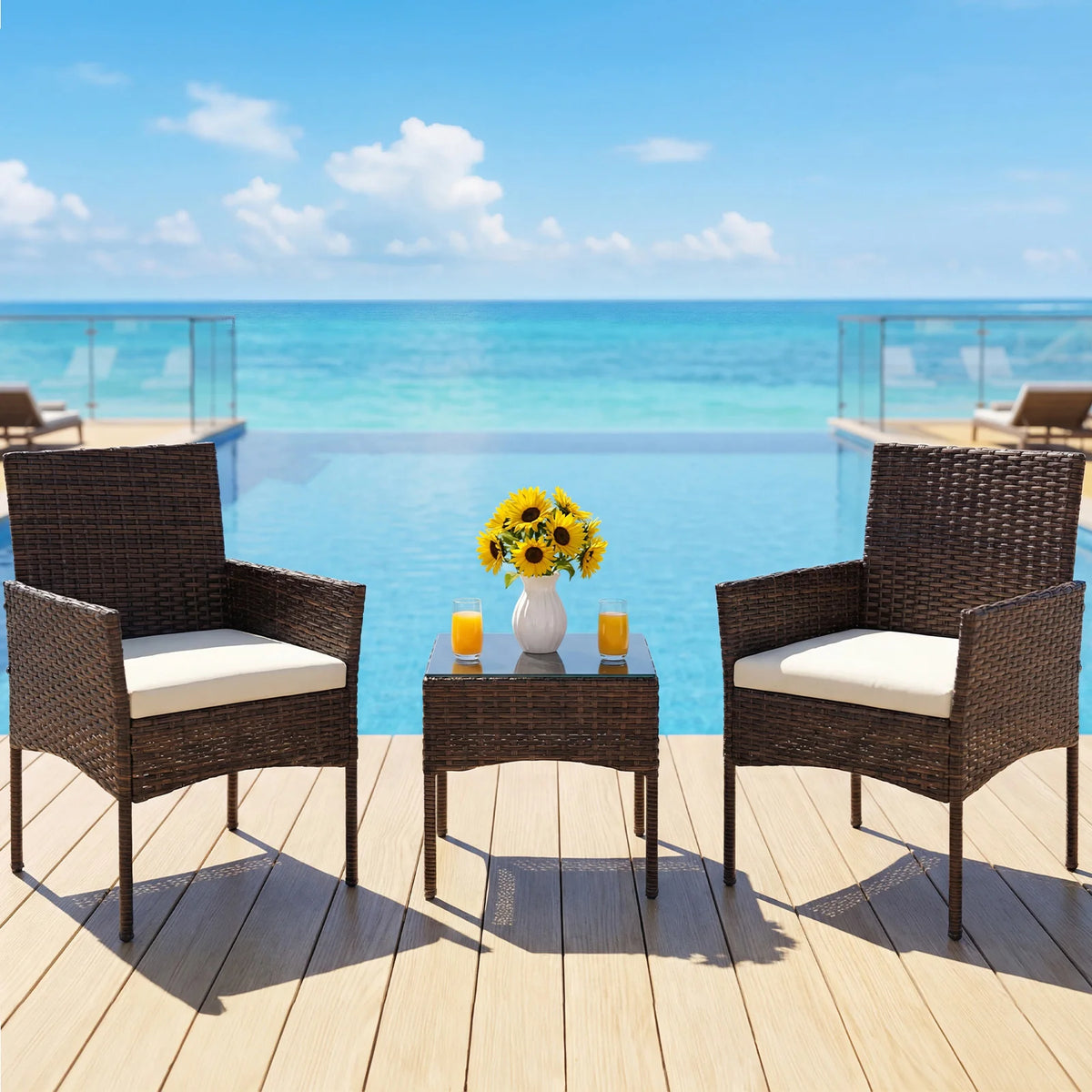 JHK All Weather Wicker Patio Furniture Set With Cushions