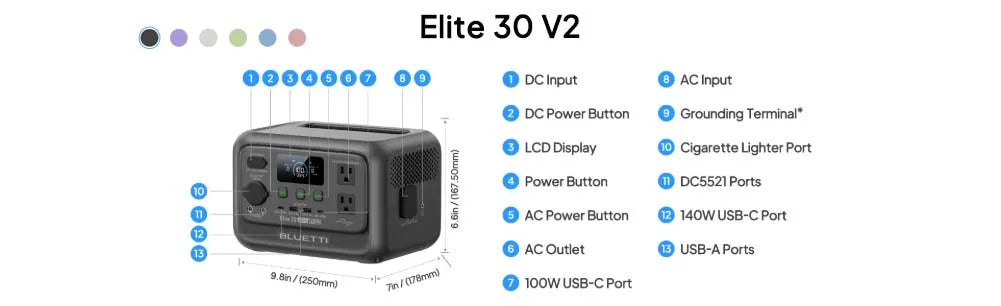 BLUETTI Elite 30 V2 Portable Power Station 288Wh 600W Peak