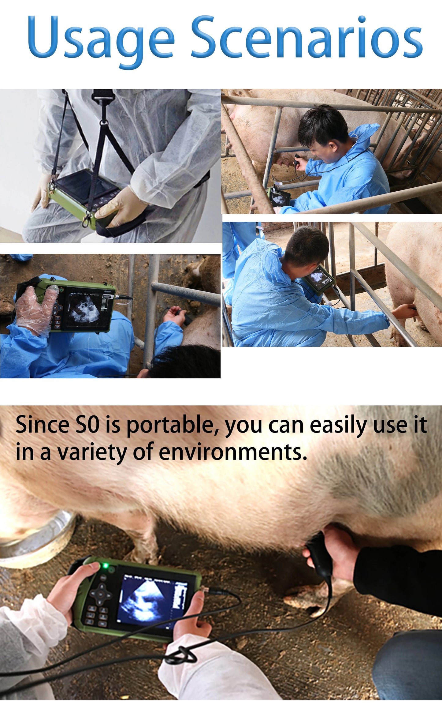 DAWEI Portable Veterinary Ultrasound Scanner With 3.5MHz Convex Probe
