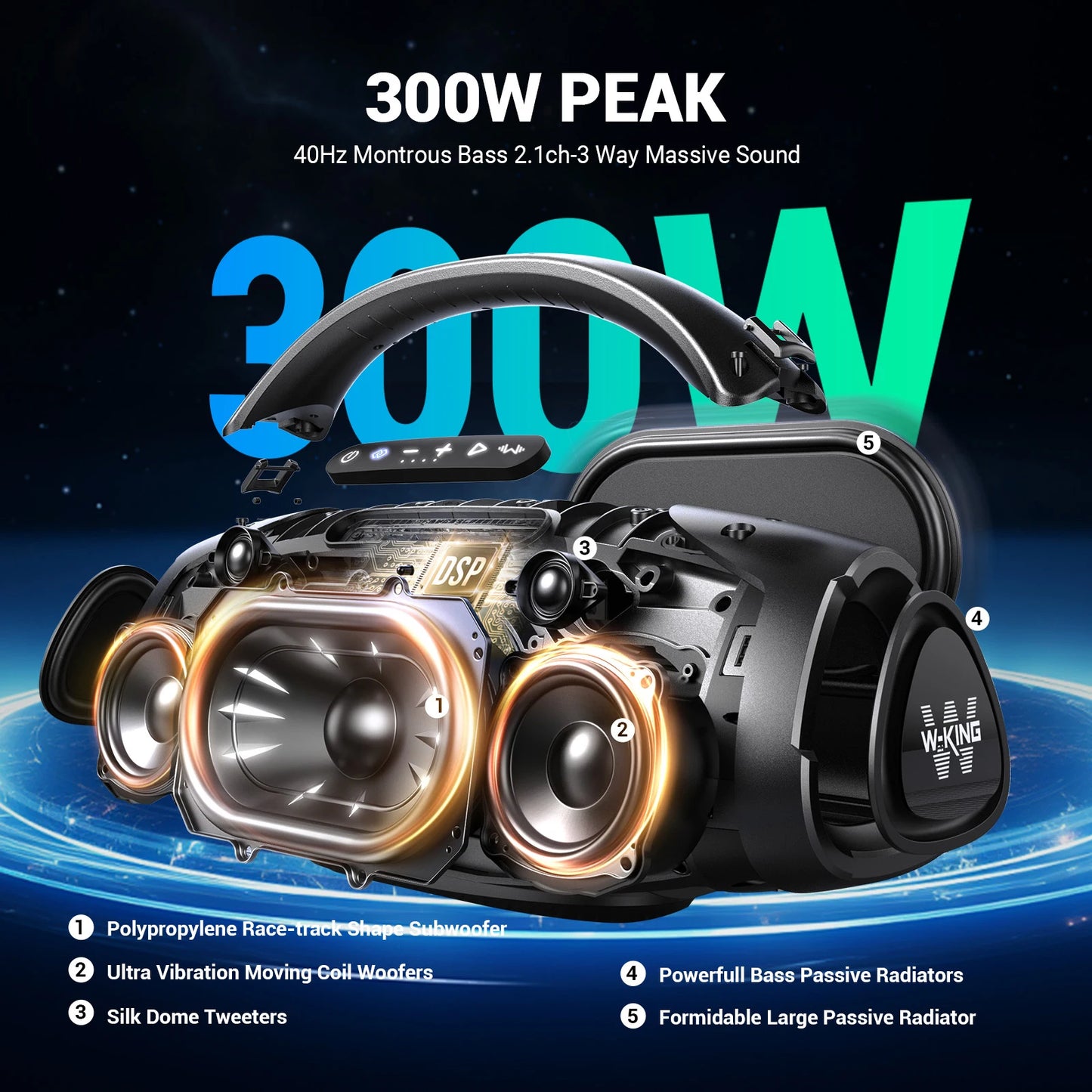 W-King D20 Portable Bluetooth Speaker IPX7 Waterproof