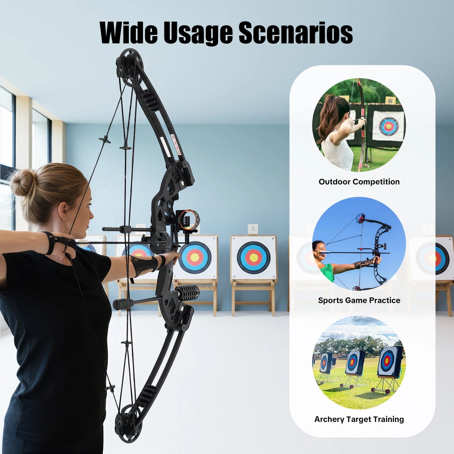 Right Handed Compound Bow Kit With Twelve Arrows For Beginners