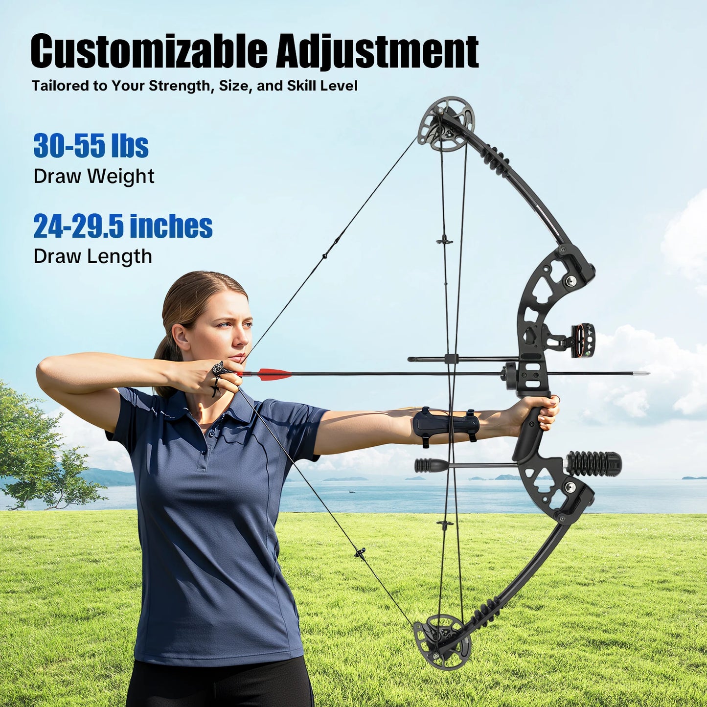 Right Handed Compound Bow Kit With Twelve Arrows For Beginners