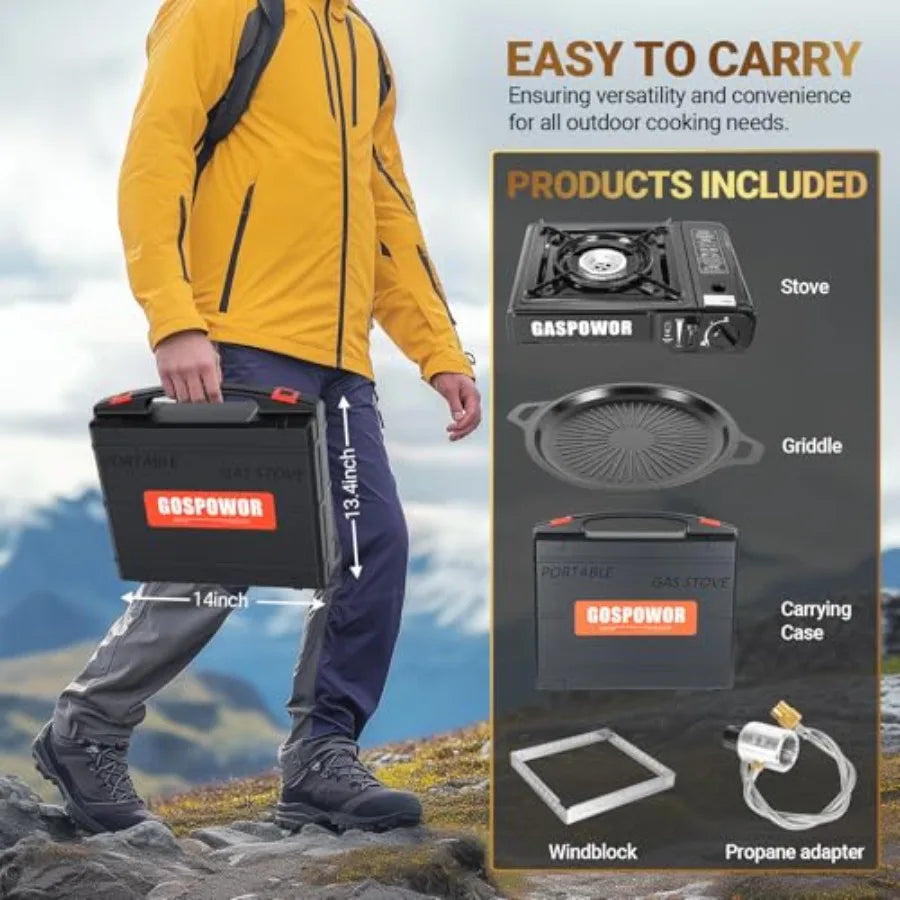 Dual Fuel Portable Gas Stove With Windblocker 10K BTU Ignition