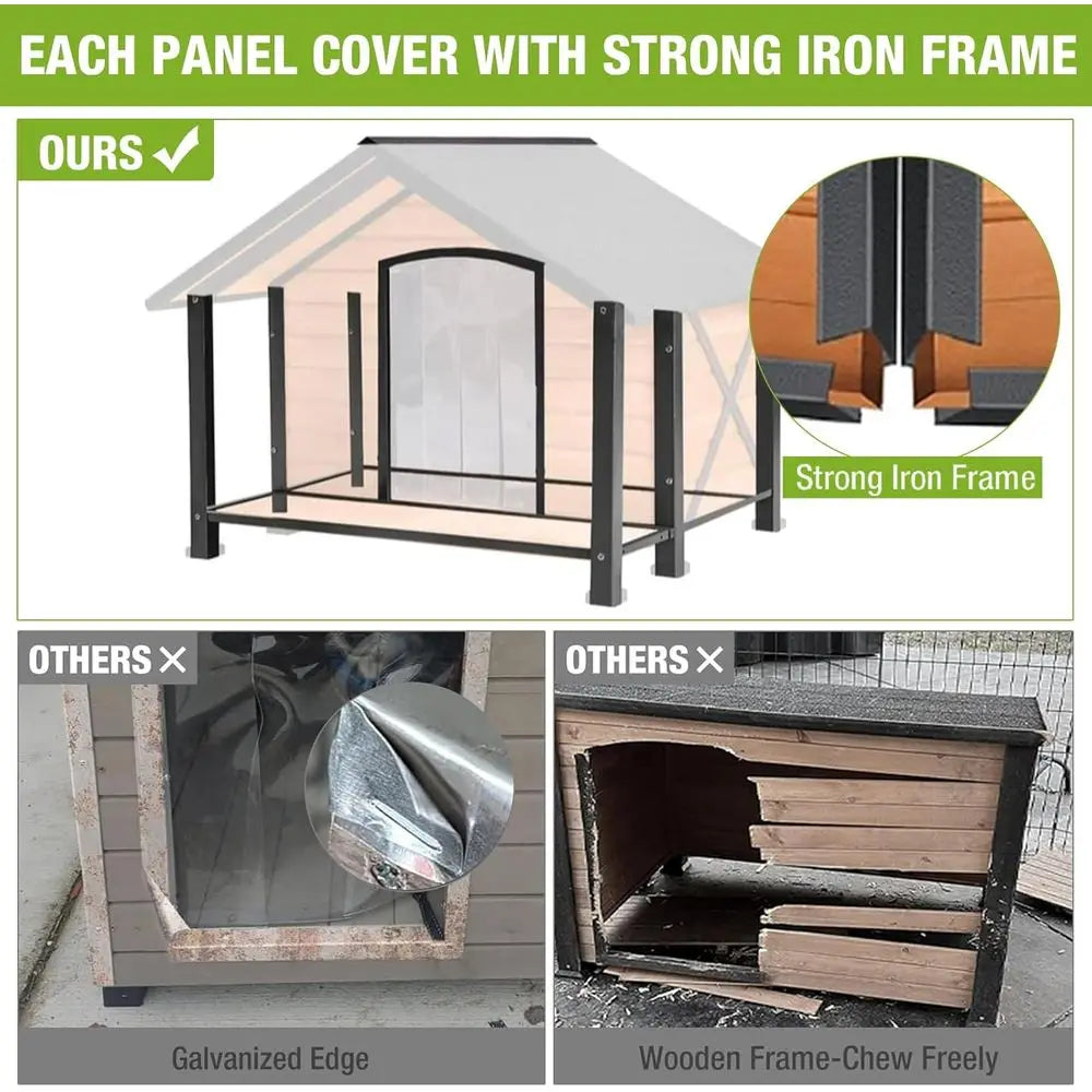 Dog House Outdoor & Indoor Unique All-Around Iron e Dog Kennel or Winter with Raised eet or Small & Medium & Large Dogs,Weatherp
