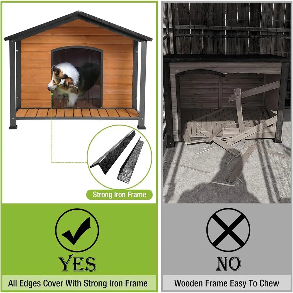 Dog House Outdoor & Indoor Unique All-Around Iron e Dog Kennel or Winter with Raised eet or Small & Medium & Large Dogs,Weatherp