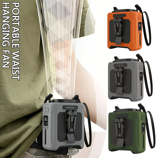 10000mAh Portable Waist Fan With 5 Speed USB Rechargeable Clip