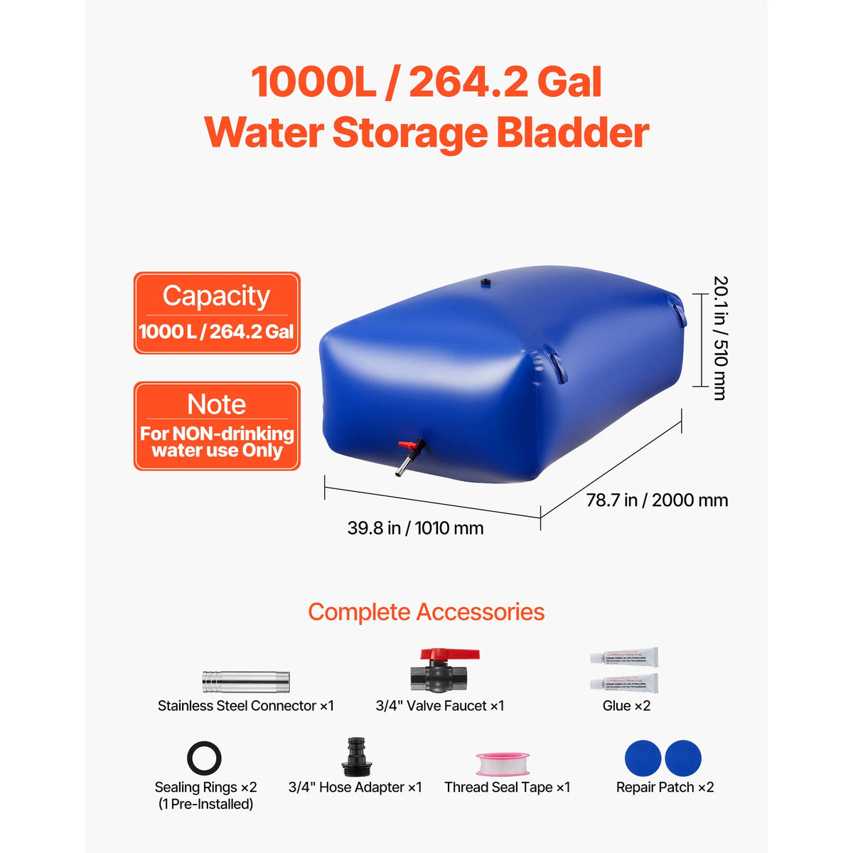 SucceBuy Collapsible TPU Water Storage Bladder For Camping And Irrigation