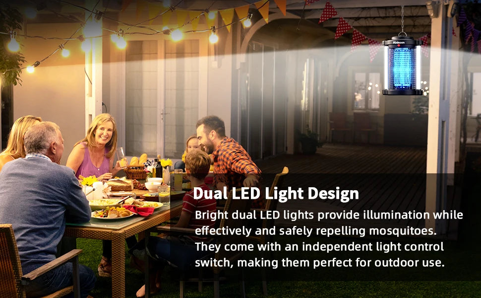 Outdoor Bug Zapper Mosquito Trap Dual LED Lights 4200V 15W
