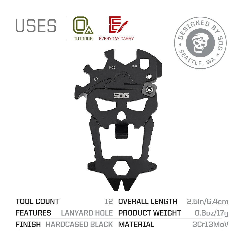 SOG MacV 12-in-1 Skull Keychain Multi-Tool