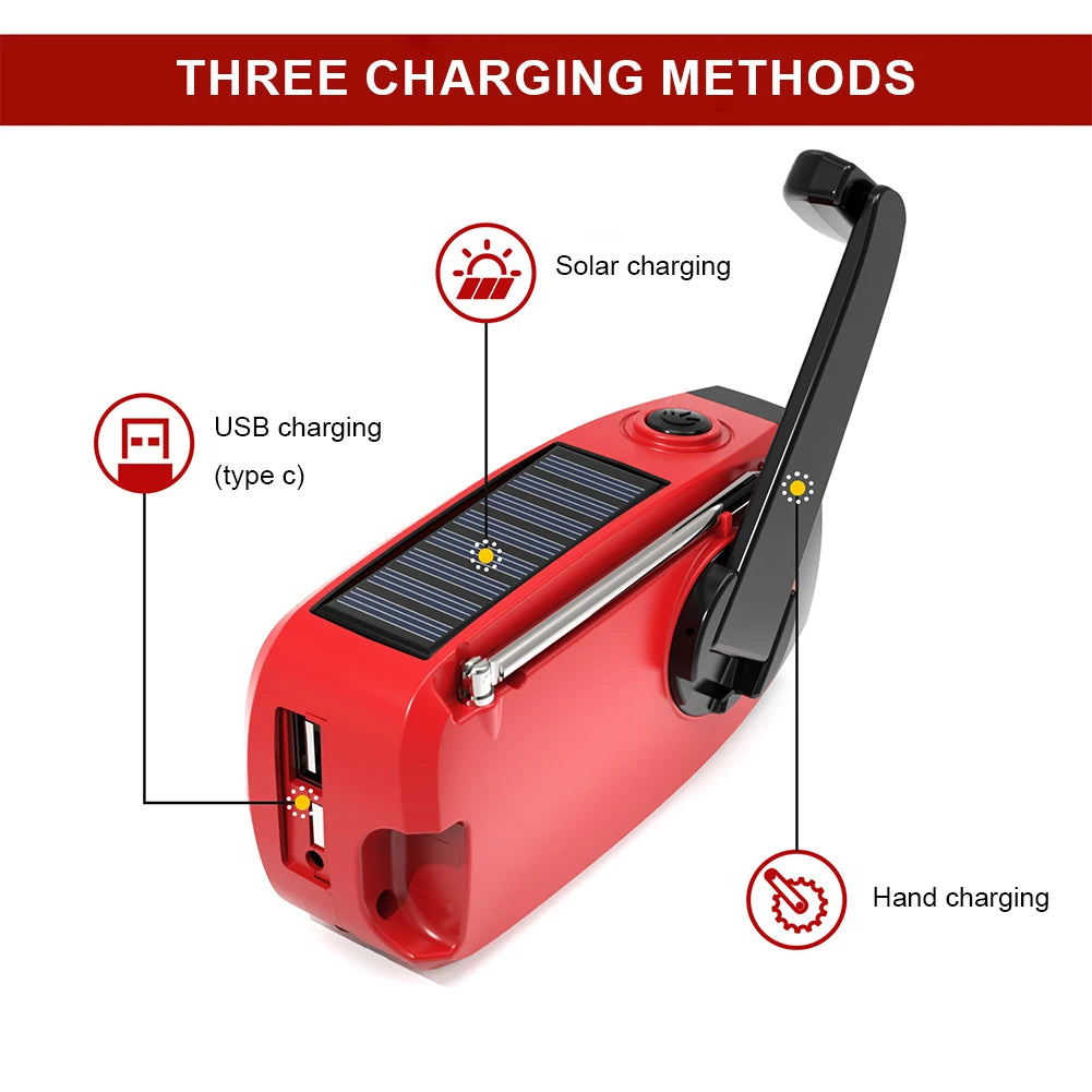 ANENG Portable Emergency Hand Crank Radio With FMAM Weather Led