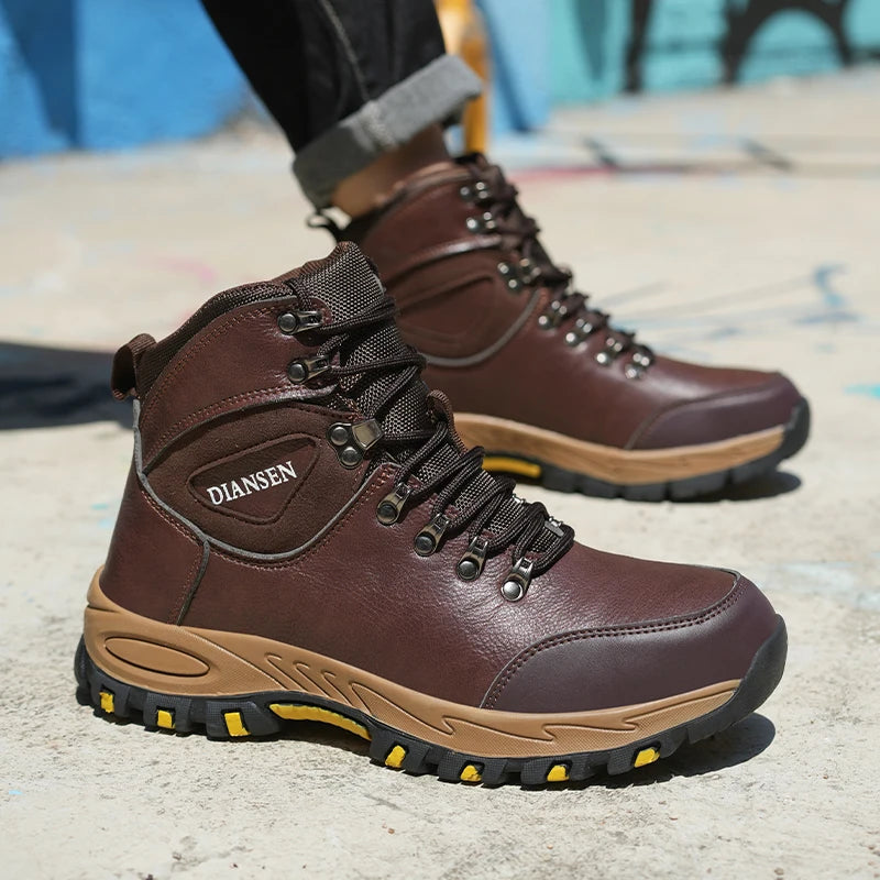 VEIGAR Waterproof Leather Safety Work Boots For Men Indestructible