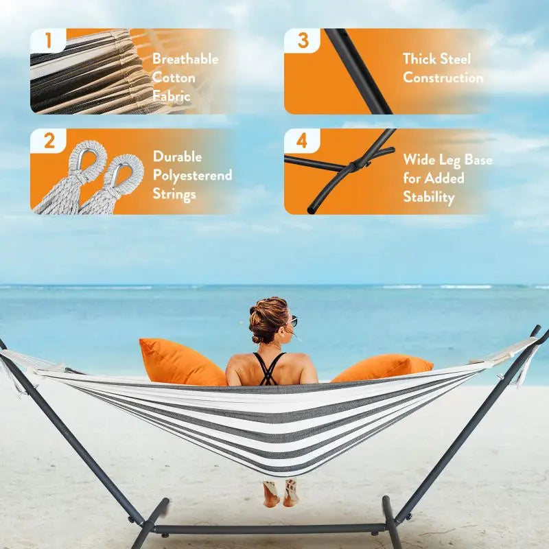 Gyroor Adjustable Hammock with Stand – 600 lb Capacity