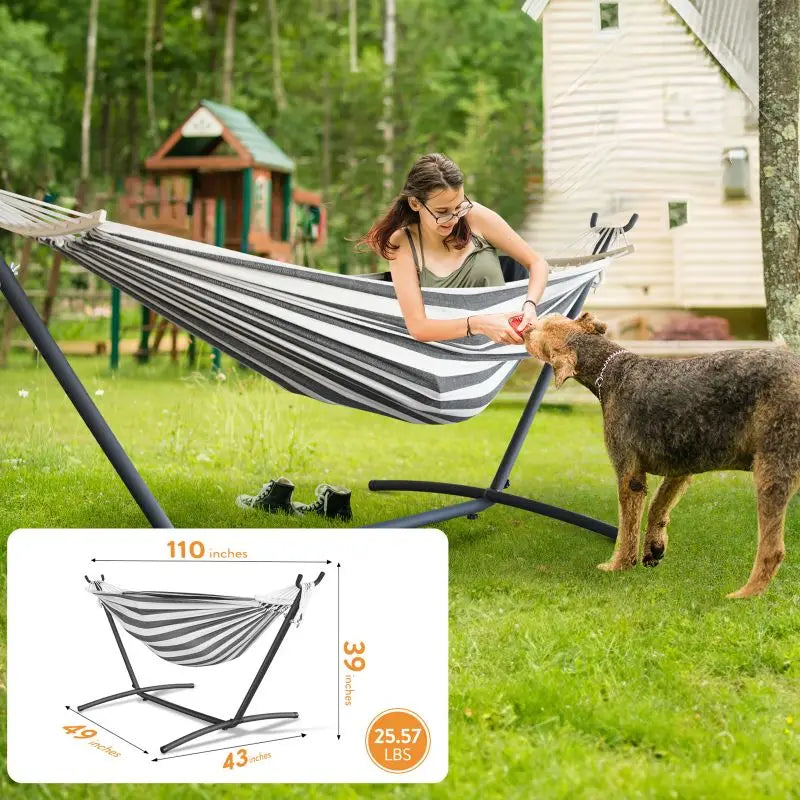 Gyroor Adjustable Hammock with Stand – 600 lb Capacity