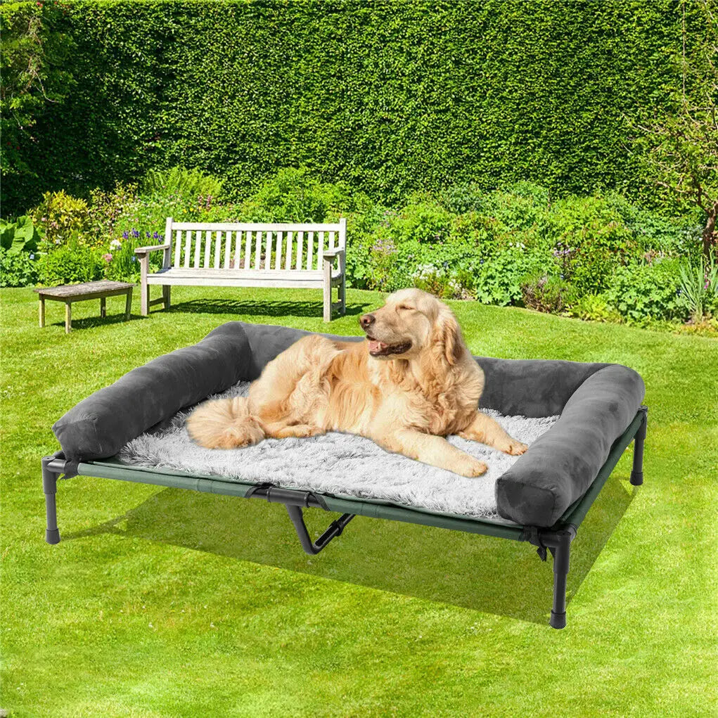BINGOPAW Elevated Dog Bed Indoor Outdoor Lounger With Detachable Bolster
