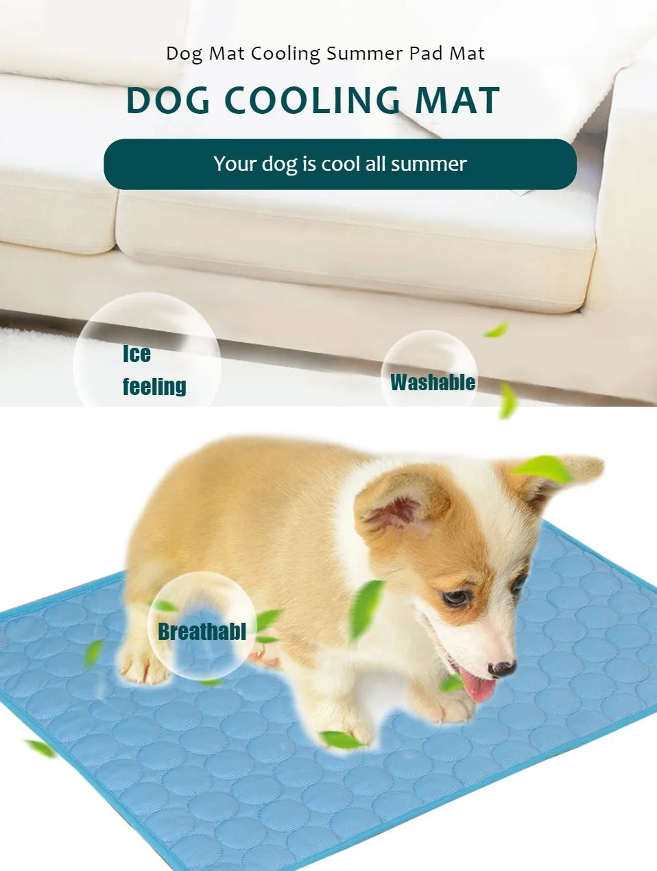 Dog Cooling Mat Portable Self Cooling Pad Bed Durable