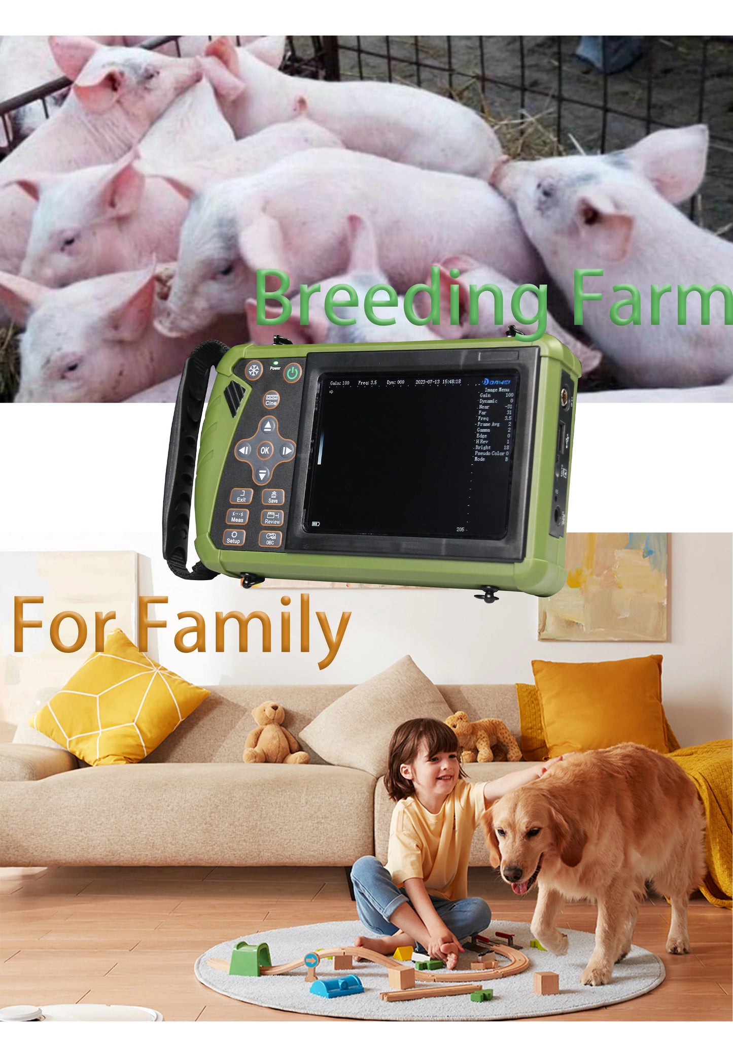 DAWEI Portable Veterinary Ultrasound Scanner With 3.5MHz Convex Probe