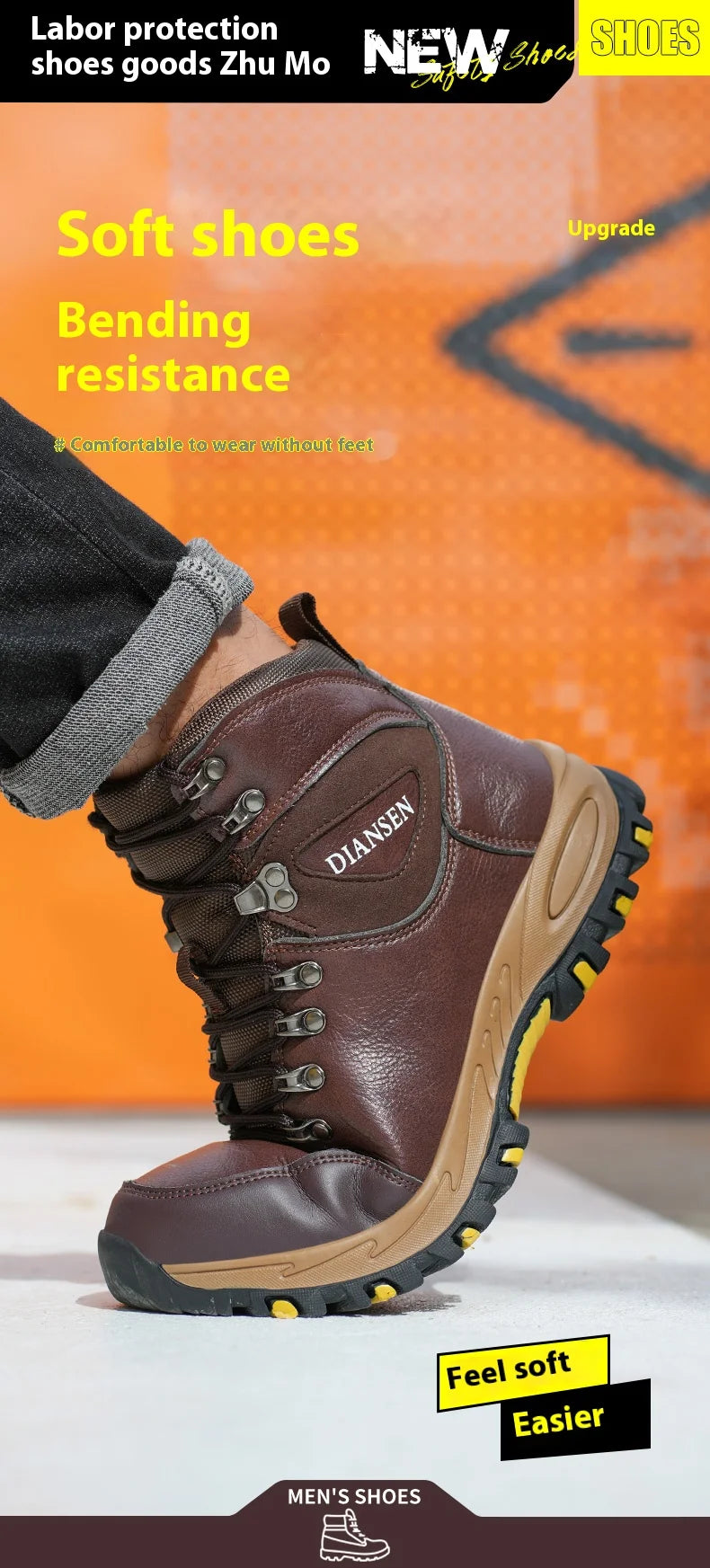 VEIGAR Waterproof Leather Safety Work Boots For Men Indestructible