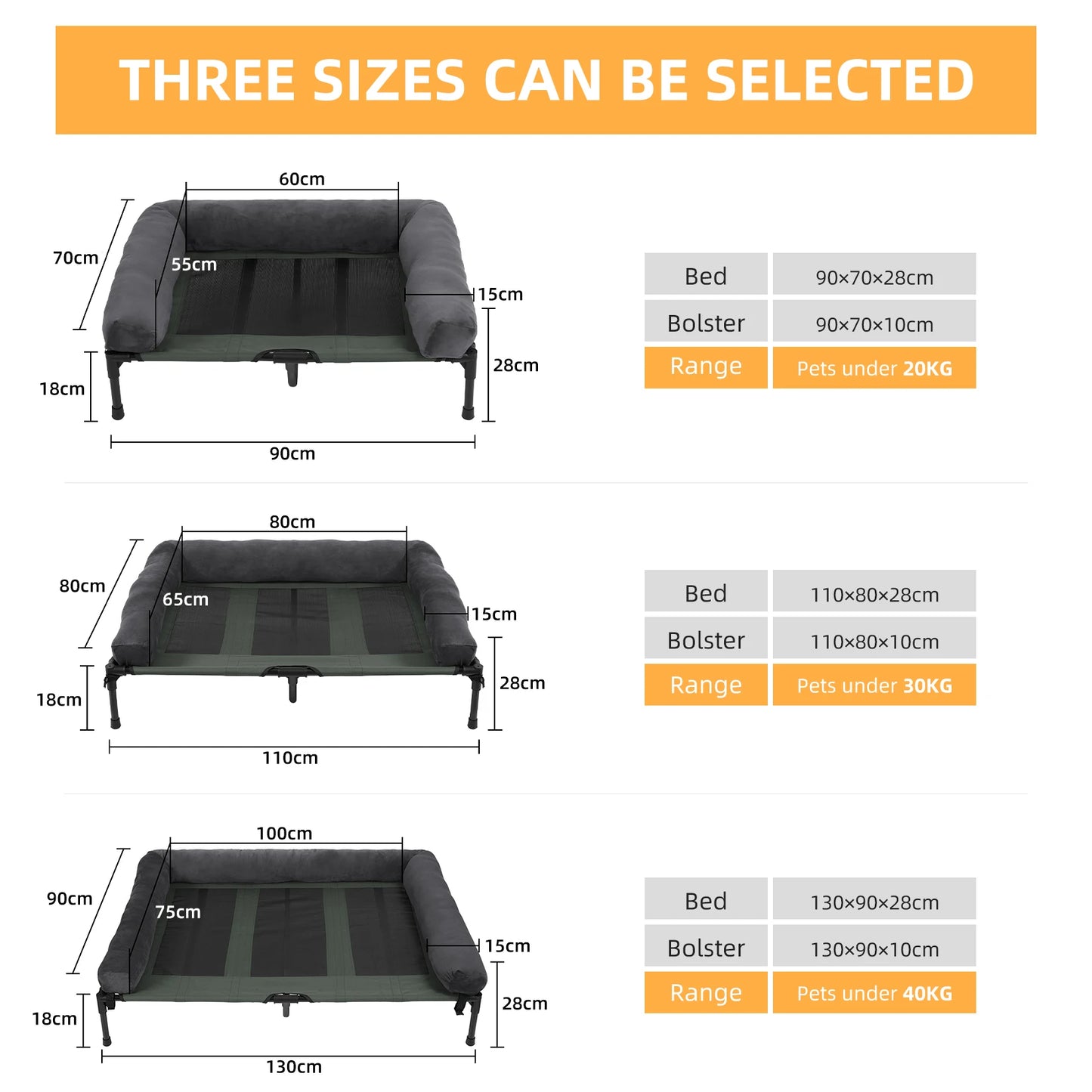 BINGOPAW Elevated Dog Bed Indoor Outdoor Lounger With Detachable Bolster