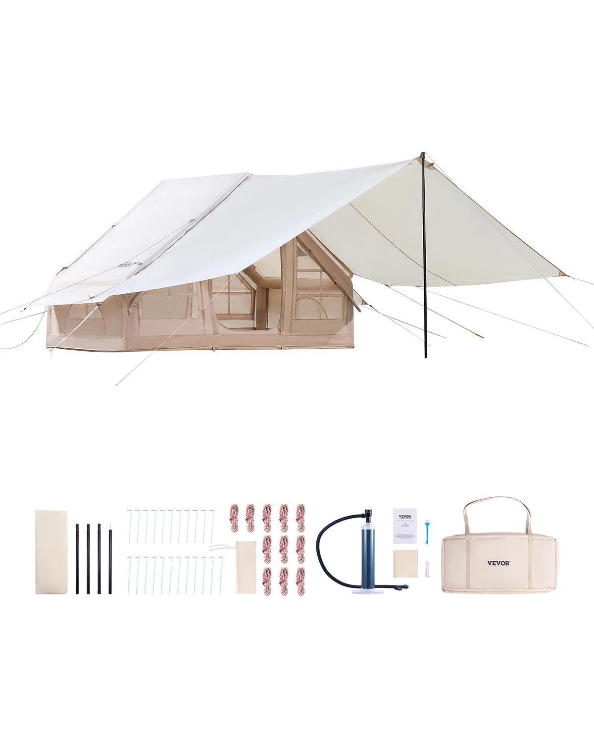 Vevor 3-5 Person Inflatable Camping Tent With Hand Pump