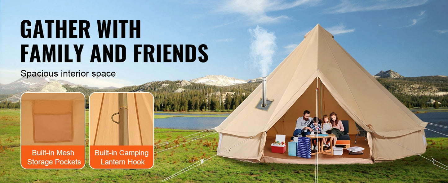 SucceBuy Canvas Bell Tent Camping Holds Up To 8 People