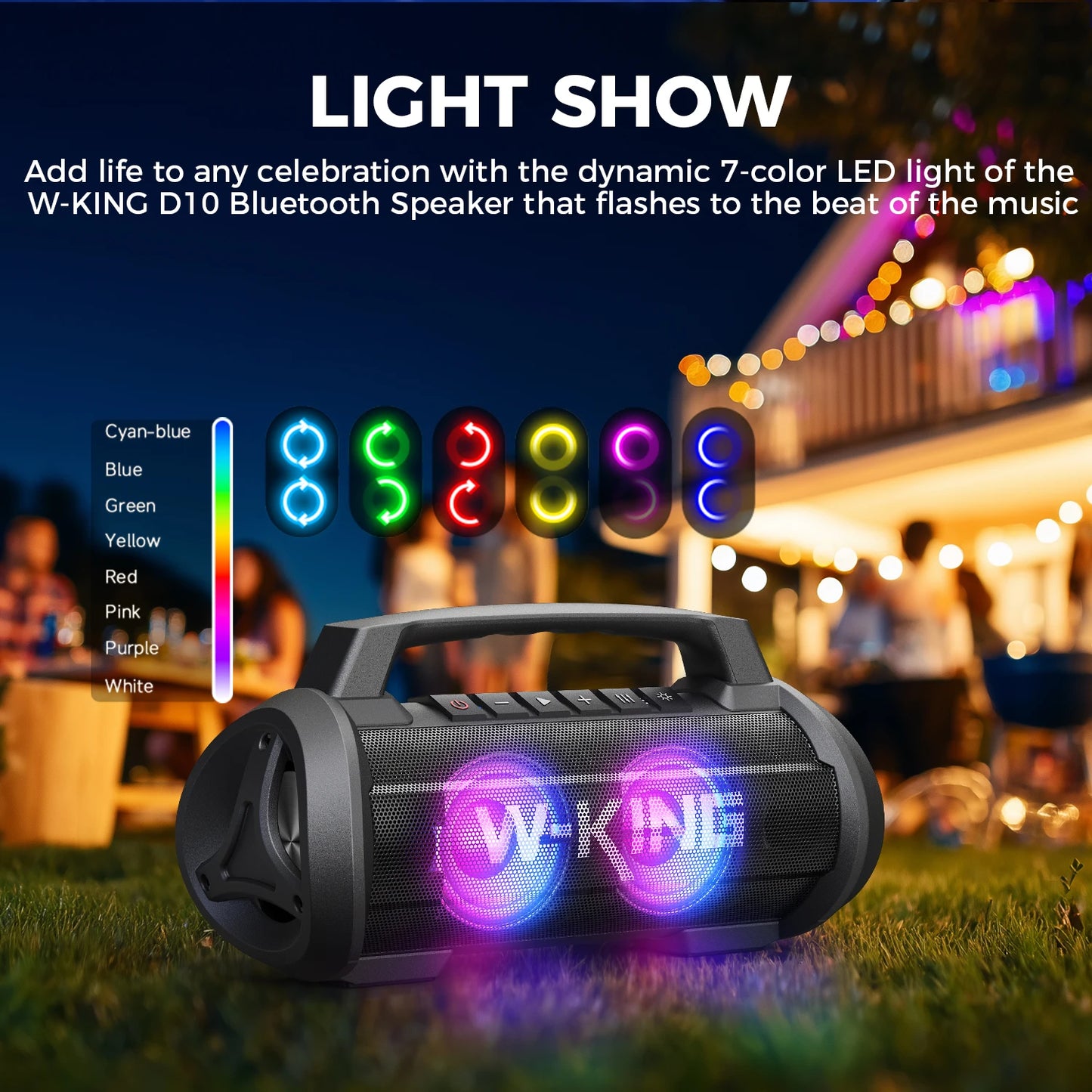 W-King 70W RMS Bluetooth Portable Speaker IPX6 Waterproof