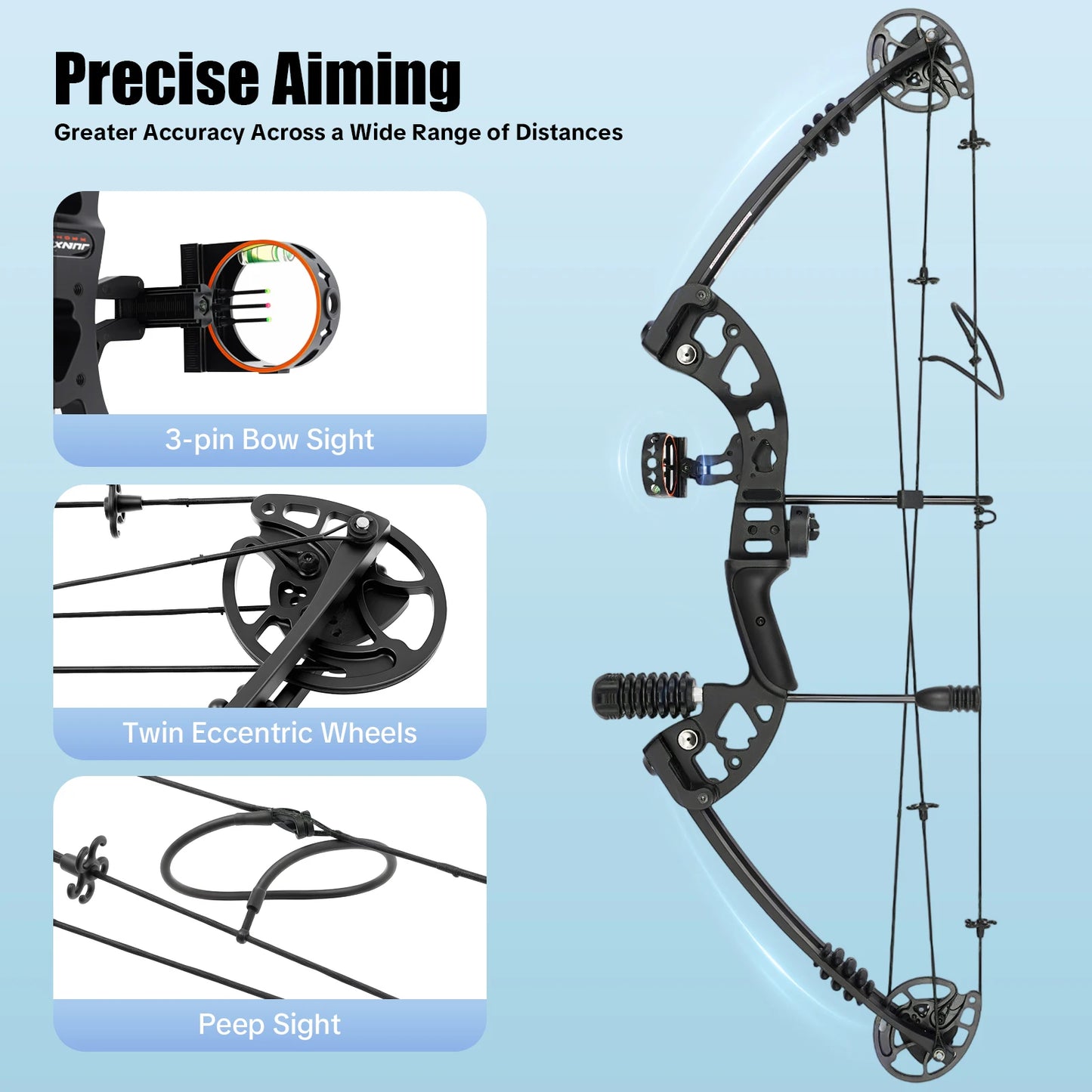 Right Handed Compound Bow Kit With Twelve Arrows For Beginners