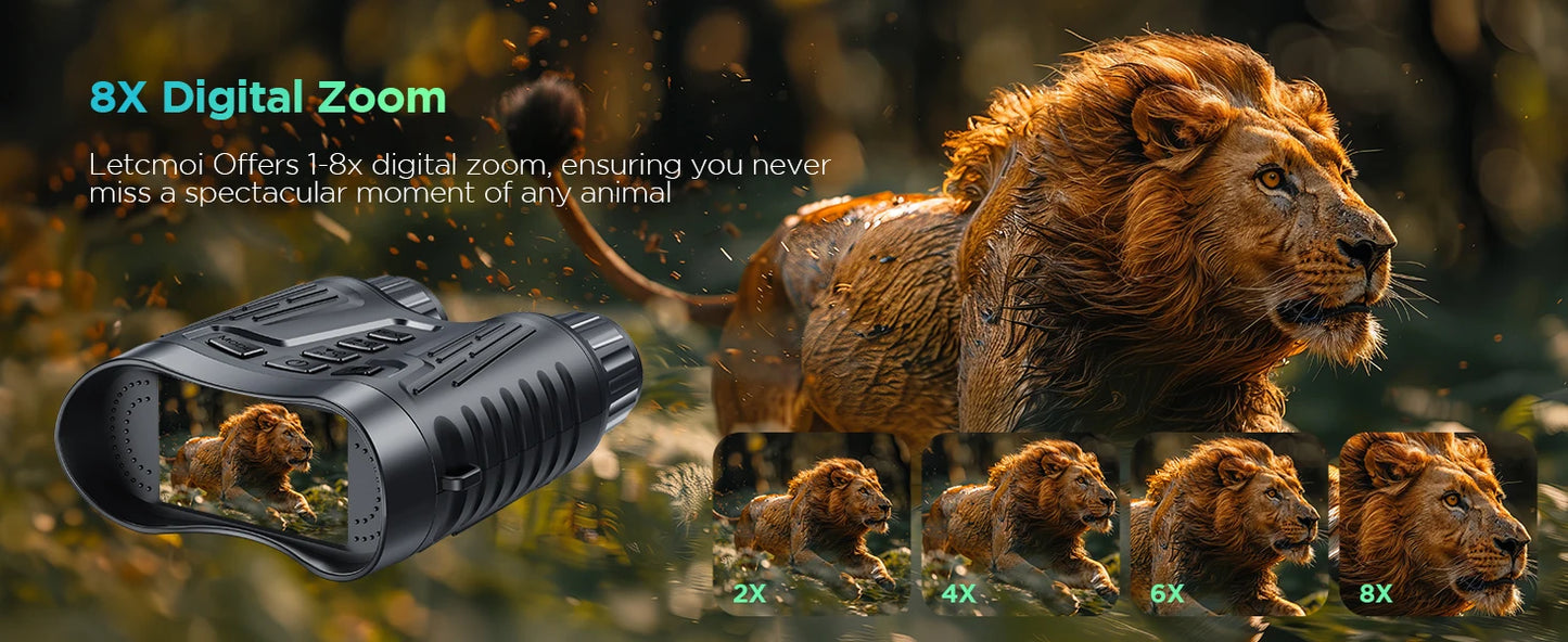 Letcmoi Rechargeable Night Vision Telescope 4K Infrared Binocular 8x Zoom