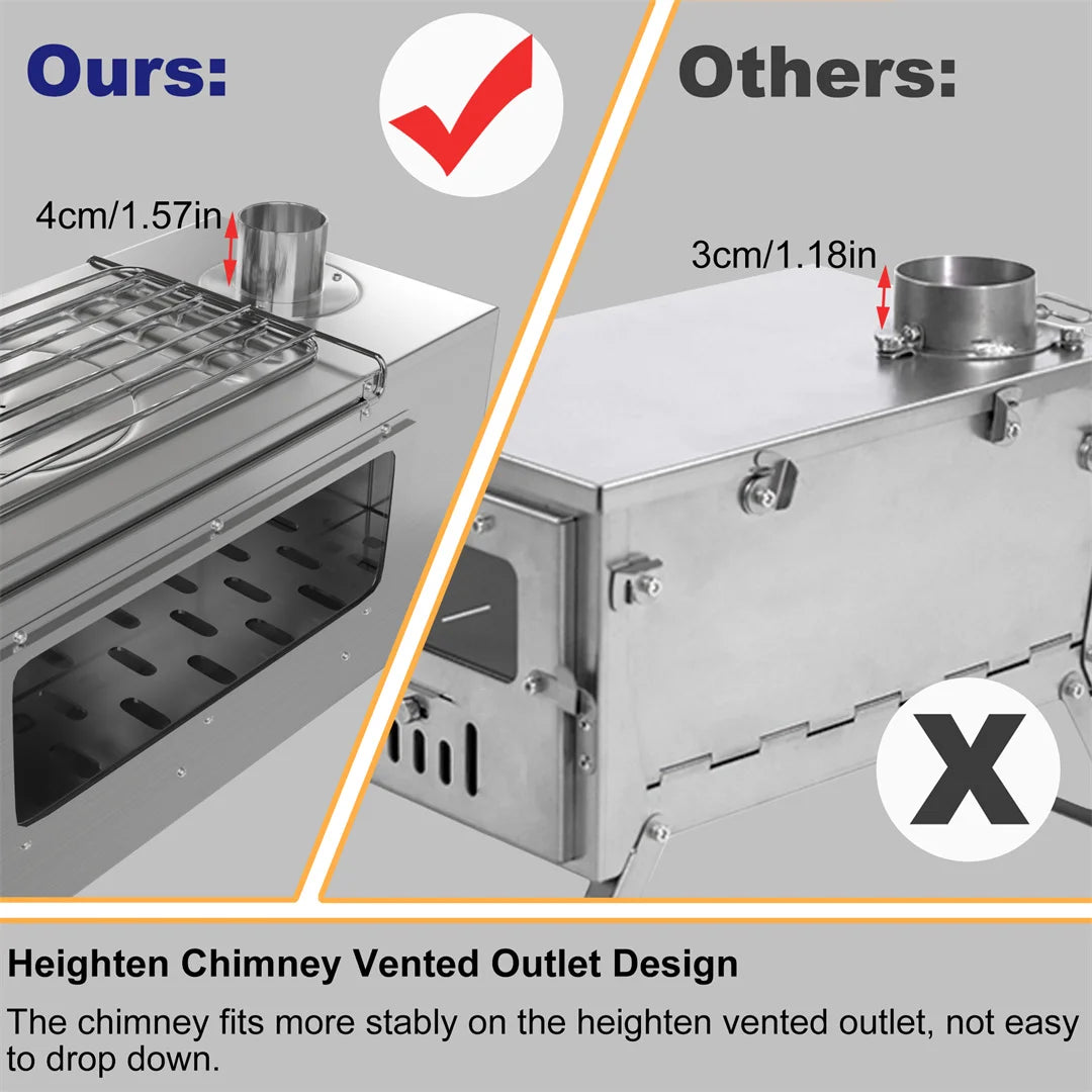 Portable Wood Burning Stove for Outdoor Heating and Cooking
