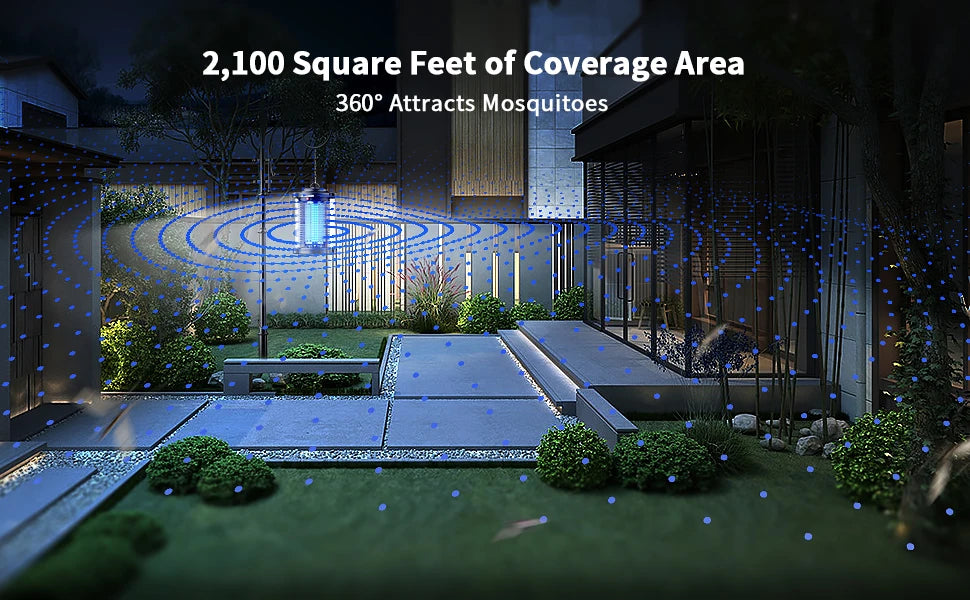 Outdoor Bug Zapper Mosquito Trap Dual LED Lights 4200V 15W