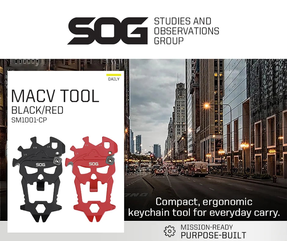 SOG MacV 12-in-1 Skull Keychain Multi-Tool