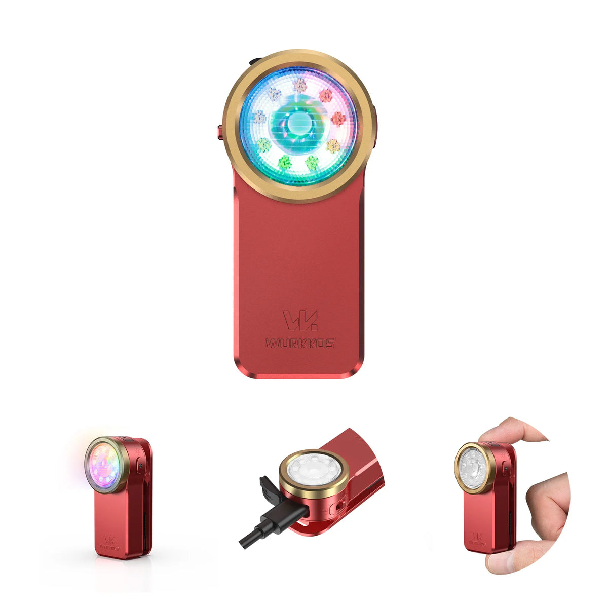 Wurkkos HD03 680LM Mini Clip Light USB Rechargeable Pocket Flashlight Spotlight/Floodlight Portable RGB Torch with Magnet