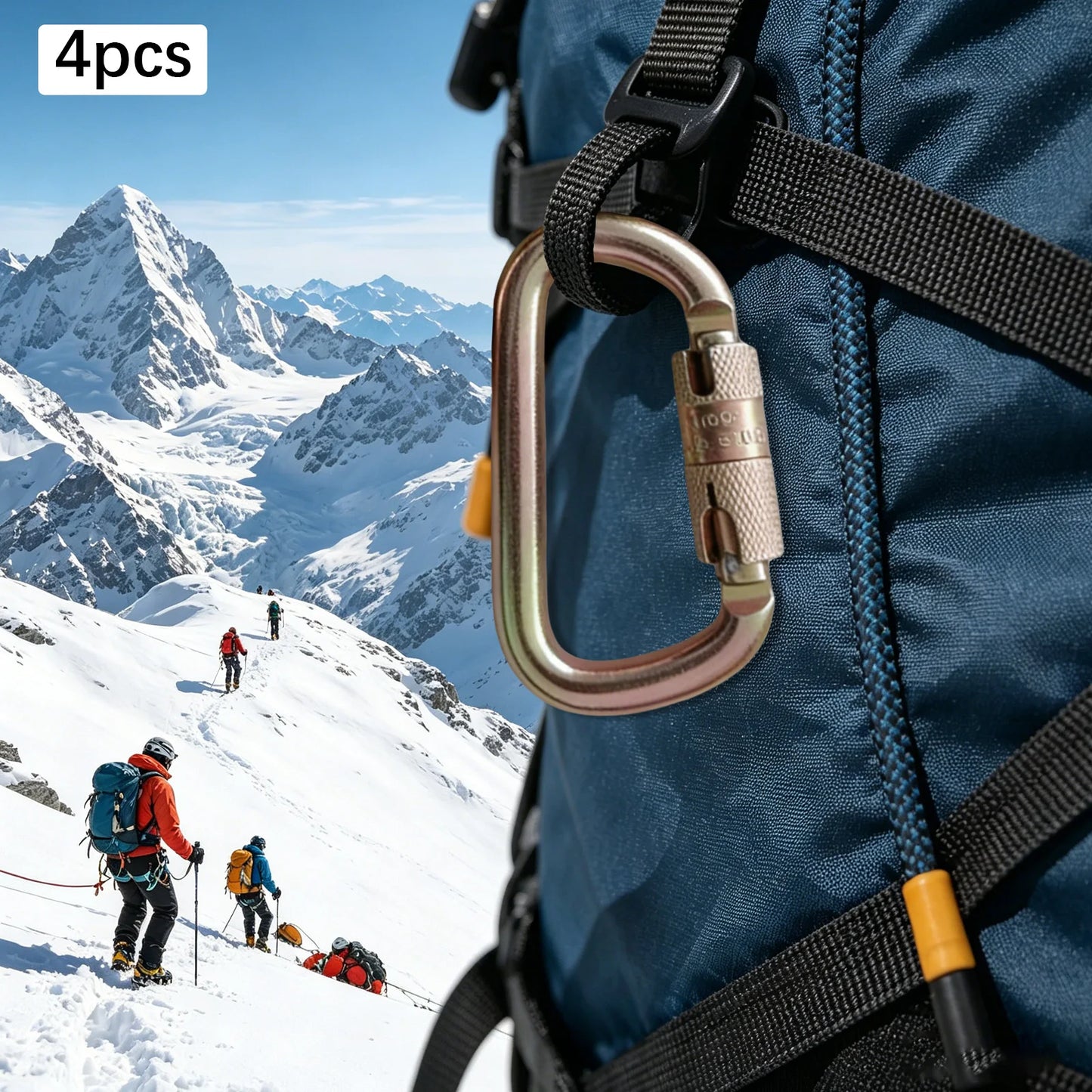 Heavy Duty Auto Locking Carabiner Alloy Steel 45kN 4 Pack
