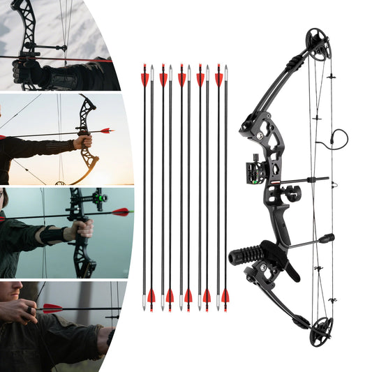 Right Handed Compound Bow Kit With Twelve Arrows For Beginners